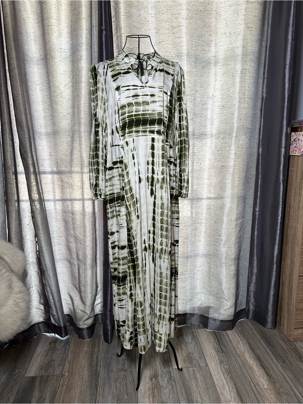 Soft Surroundings Melody Green Tie-dye Dress